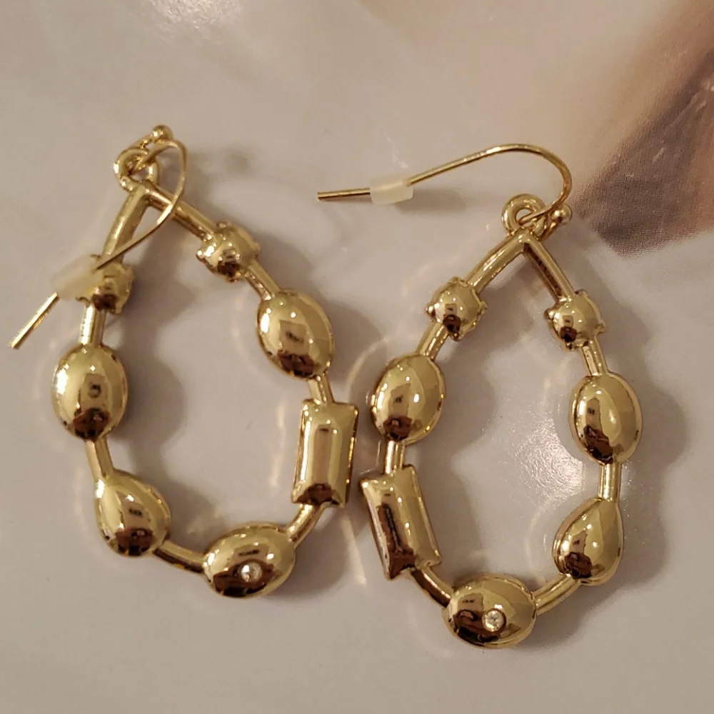 Jewel tones blue, green gold, beautiful earrings NEW - Picture 3 of 5